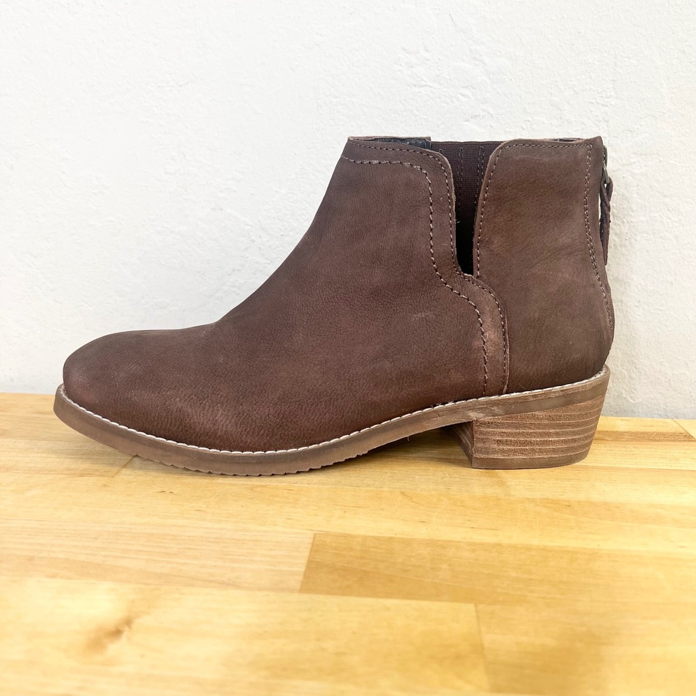 SoftWalk Ankle Boots Women Size 8M Brown Leather Back Zip Low Block Heel